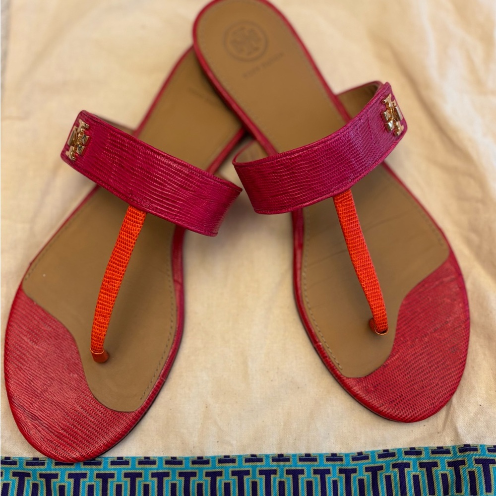 Tory Burch Pink and Orange Sandals Minimalist Design